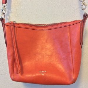 Fossil Sydney leather crossbody bag orange